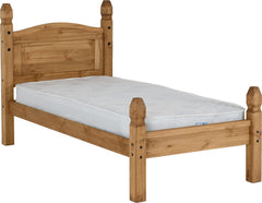 Corona 3ft Single Bed Carved Wood Headboard Slat Frame and Low Foot End