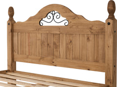 Corona Scroll 4ft6 Double Bed Frame Carved Wood Headboard Slat Base and High Foot End