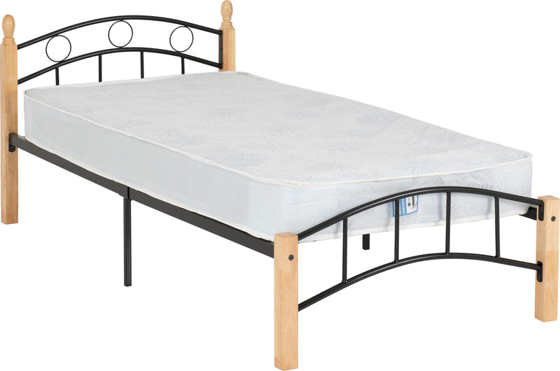 Luton 3ft Single Bed Frame Metal with Wooden Legs