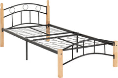 Luton 3ft Single Bed Frame Metal with Wooden Legs