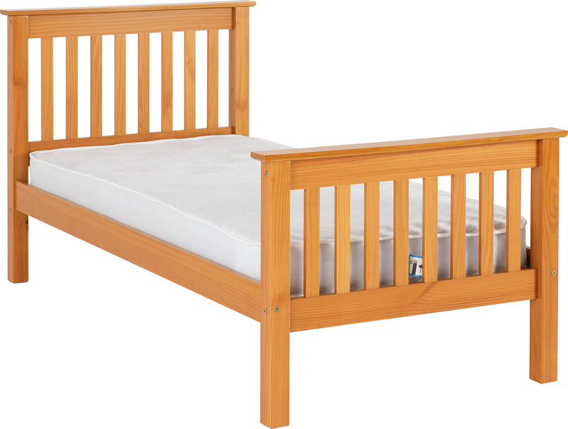 Monaco Wooden 3ft Single Bed Frame High Foot End