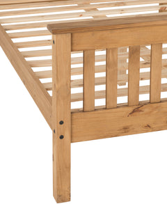 Monaco Wood 5ft King Size Bed Frame High Foot End