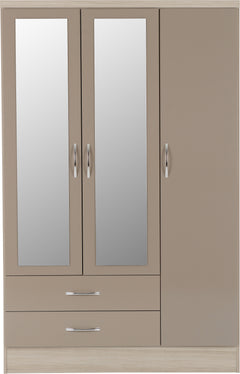 Nevada 3 Door 2 Drawer Mirrored Wardrobe