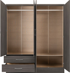 Nevada 4 Door 2 Drawer Mirrored Wardrobe