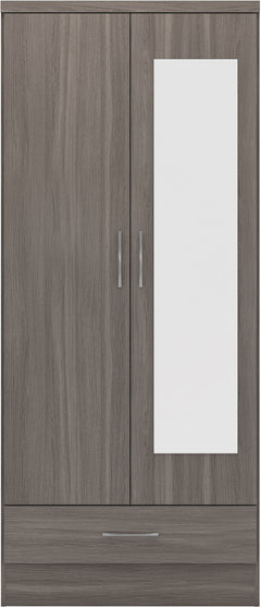 Nevada Mirrored 2 Door 1 Drawer Wardrobe