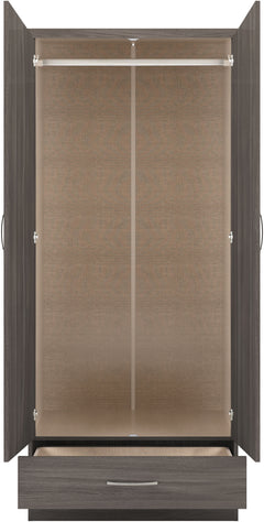 Nevada Mirrored 2 Door 1 Drawer Wardrobe