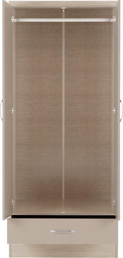 Nevada Mirrored 2 Door 1 Drawer Wardrobe