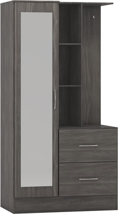 Nevada Mirrored Open Shelf Wardrobe