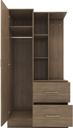 Nevada Mirrored Open Shelf Wardrobe