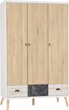 Nordic 3 Door 3 Drawer Wardrobe